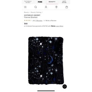 Victoria's Secret Sherpa Throw Blanket VS Moon Stars Mystical‎ Galaxy Print NWT